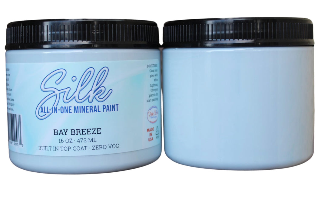 2 containers of 16-Oz Silk all-in one mineral paint in Bay breeze color