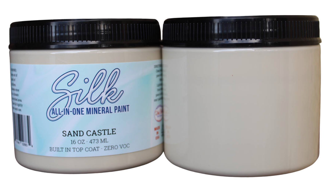 2 containers of 16-Oz Silk all-in one mineral paint in Sand castle color