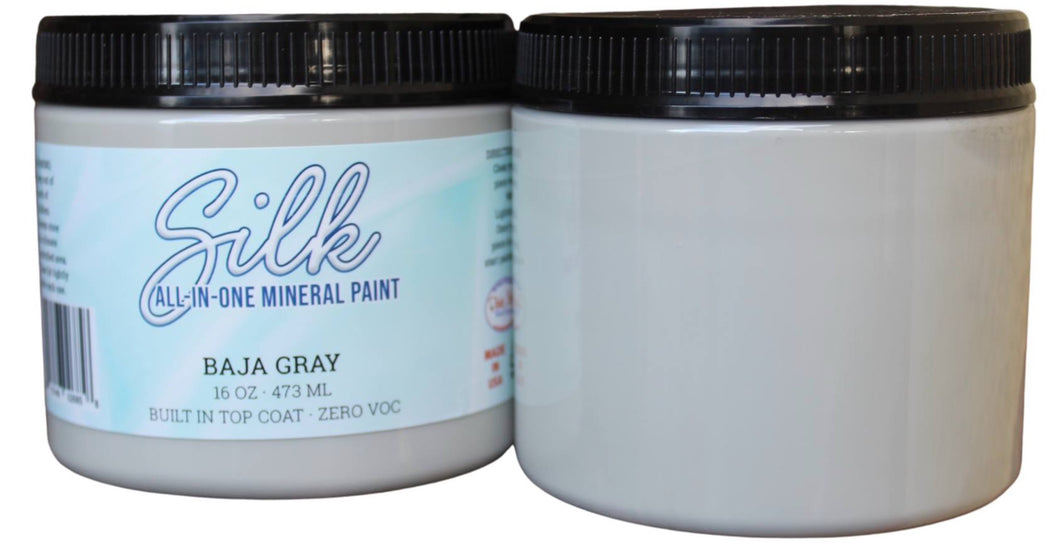 2 containers of 16-Oz Silk all-in one mineral paint in Baja gray color