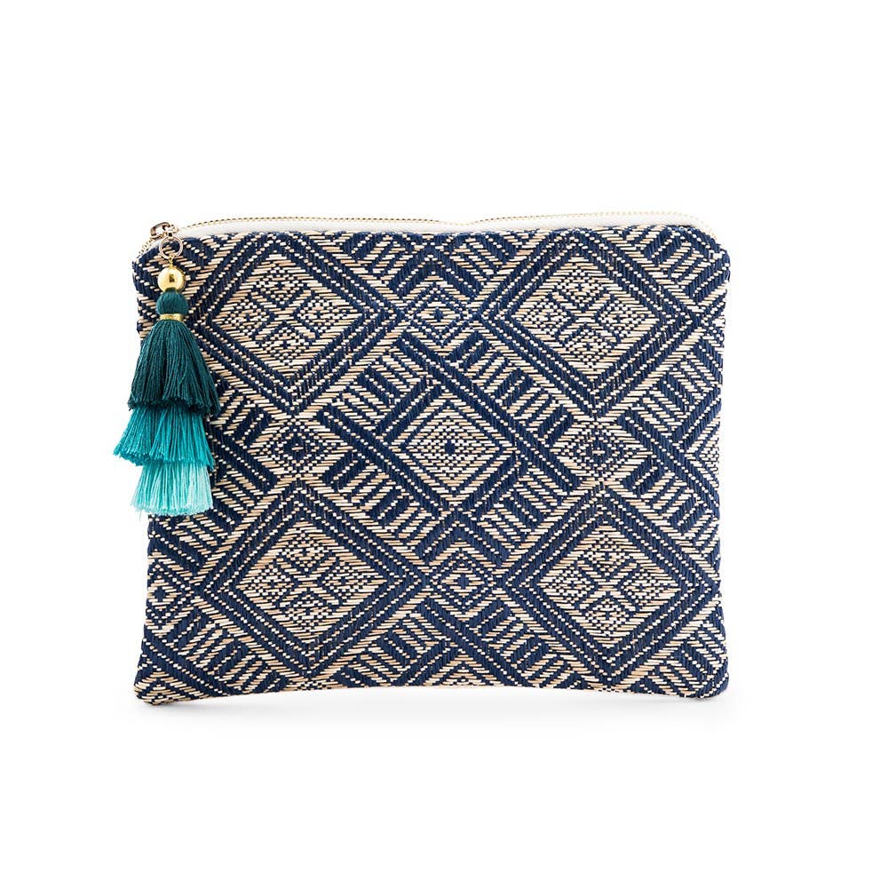 Weddingstar Inc. - Women's Geo Tribal Print Makeup Bag - Navy Blue