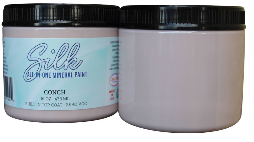 2 containers of 16-Oz Silk all-in one mineral paint in Conch color