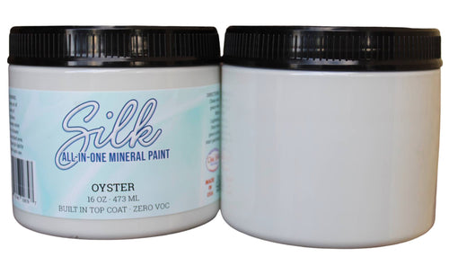 2 containers of 16-Oz Silk all-in one mineral paint in Oyster color
