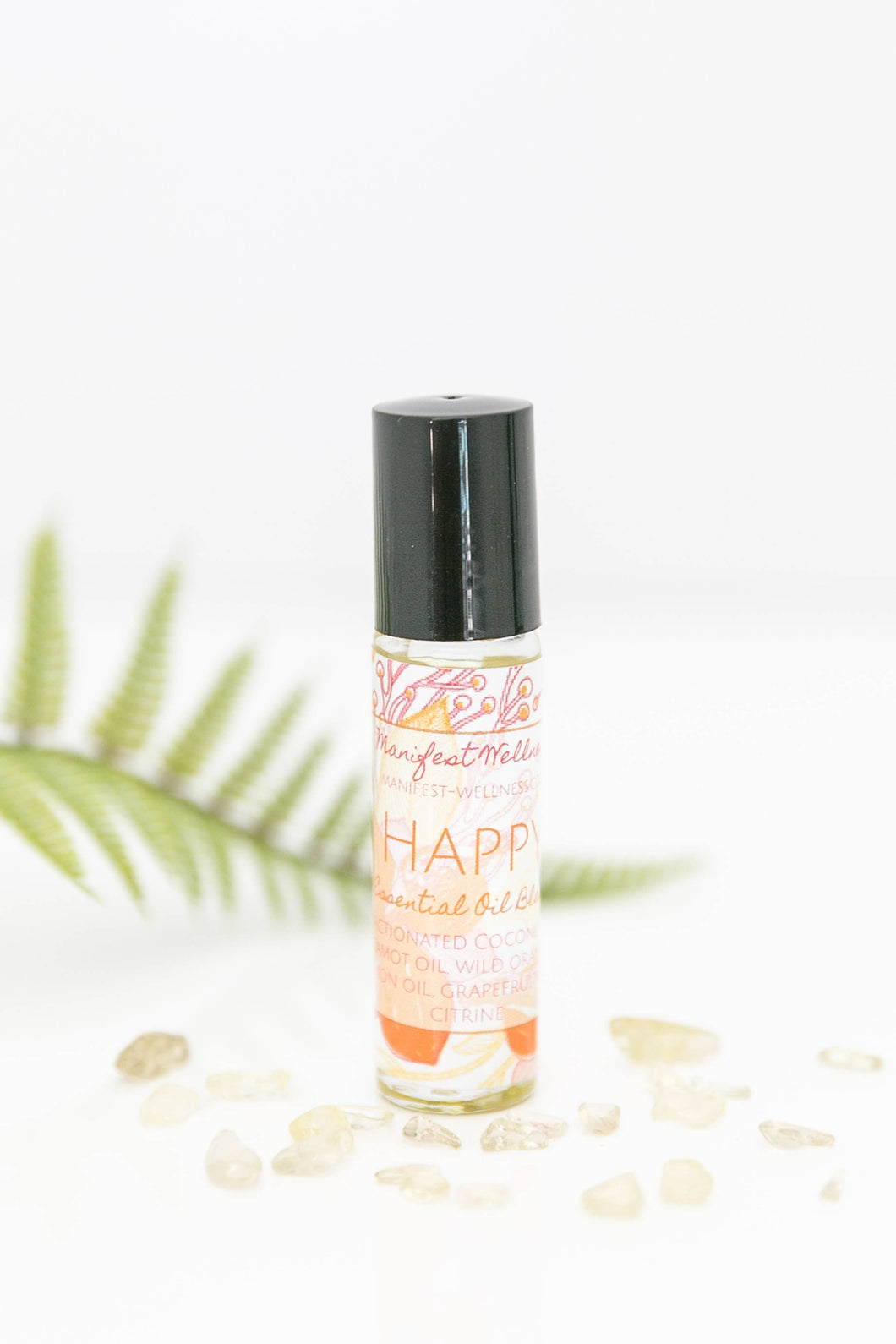 Happy Citrus Essential Oil Blend with Citrine Gemstones