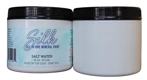 2 containers of 16-Oz Silk all-in one mineral paint in Salt waer color