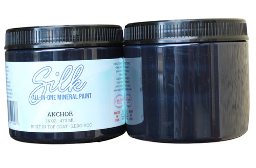 2 containers of 16-Oz Silk all-in one mineral paint in Anchor color