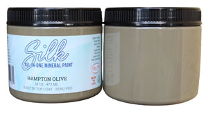 2 containers of 16-Oz Silk all-in one mineral paint in Hampton olive color