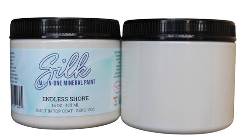 2 containers of 16-Oz Silk all-in one mineral paint in Endless shore color
