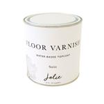 Can of Jolie floor varnish on white background 