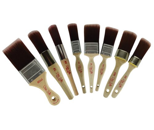 8 Dixie belle paint synthetic brushes on white background