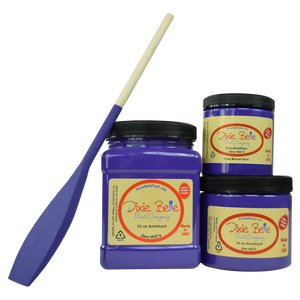 3 jars of Dixie belle no voc’s chalk mineral paint in the color amethyst 