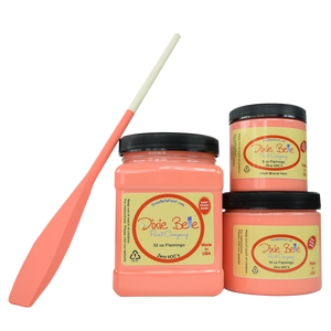 3 jars of Dixie belle no voc’s chalk mineral paint in the color flamingo