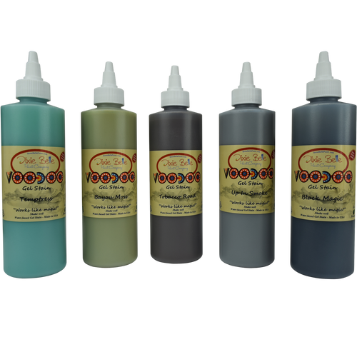 5 containers of Dixie belle paint company water based voodoo gel stains