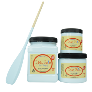 3 jars of Dixie belle no voc’s chalk mineral paint in the color haint blue