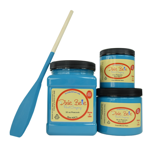 3 jars of Dixie belle no voc’s chalk mineral paint in the color peacock