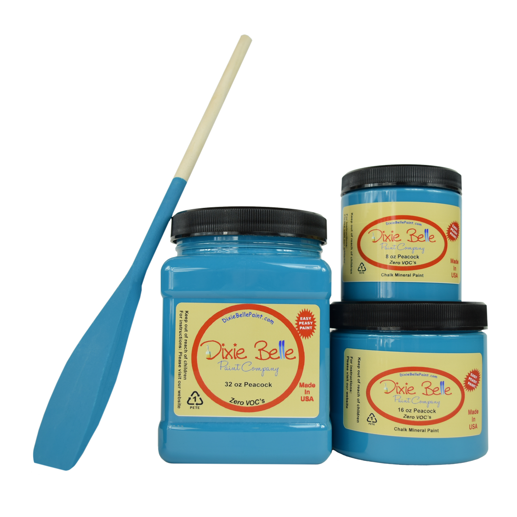 3 jars of Dixie belle no voc’s chalk mineral paint in the color peacock