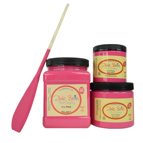 3 jars of Dixie belle no voc’s chalk mineral paint in the color peony