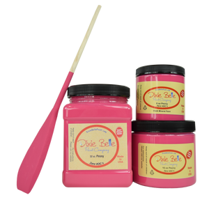 3 jars of Dixie belle no voc’s chalk mineral paint in the color peony