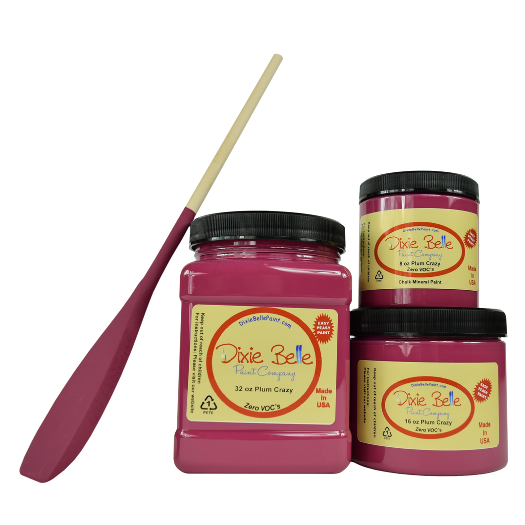 3 jars of Dixie belle no voc’s chalk mineral paint in the color plum crazy