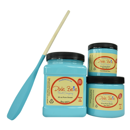 3 jars of Dixie belle no voc’s chalk mineral paint in the color pure ocean 