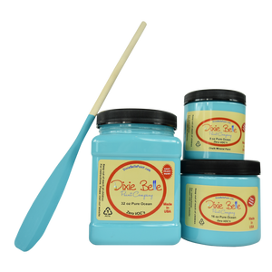 3 jars of Dixie belle no voc’s chalk mineral paint in the color pure ocean 