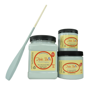 3 jars of Dixie belle no voc’s chalk mineral paint in the color savannah mist