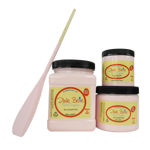 3 jars of Dixie belle no voc’s chalk mineral paint in the color soft pink