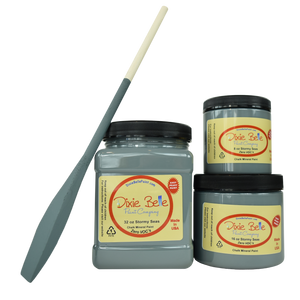 3 jars of Dixie belle no voc’s chalk mineral paint in the color stormy seas