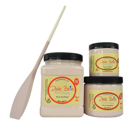 3 jars of Dixie belle no voc’s chalk mineral paint in the color tea rose 