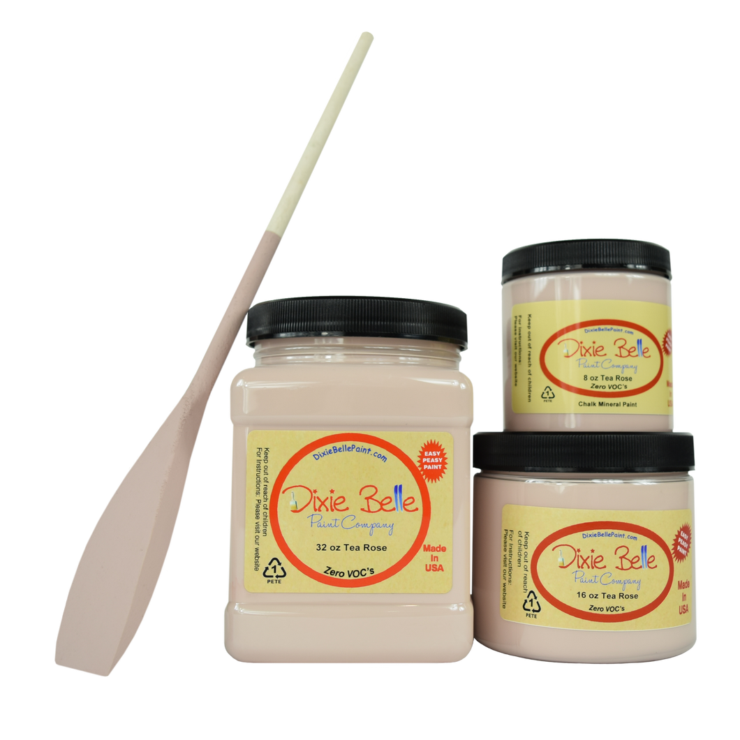 3 jars of Dixie belle no voc’s chalk mineral paint in the color tea rose 