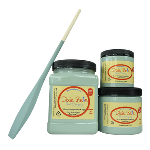 3 jars of Dixie belle no voc’s chalk mineral paint in the color vintage duck egg