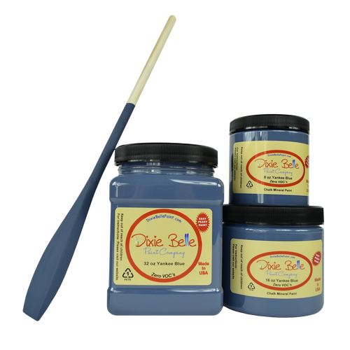 3 jars of Dixie belle no voc’s chalk mineral paint in the color yankee blue